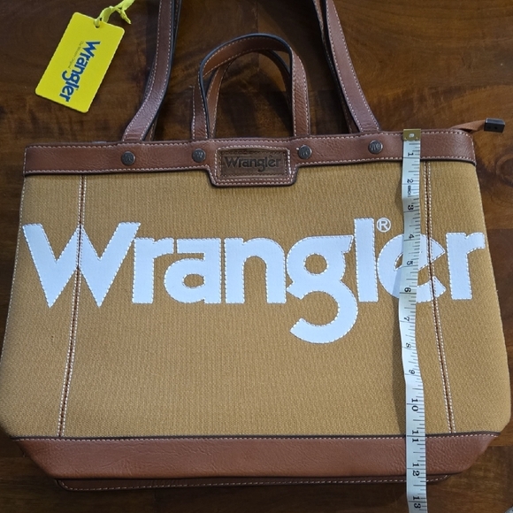 Wrangler Tan and Brown Canvas And Leather Tote Bag - Picture 7 of 17
